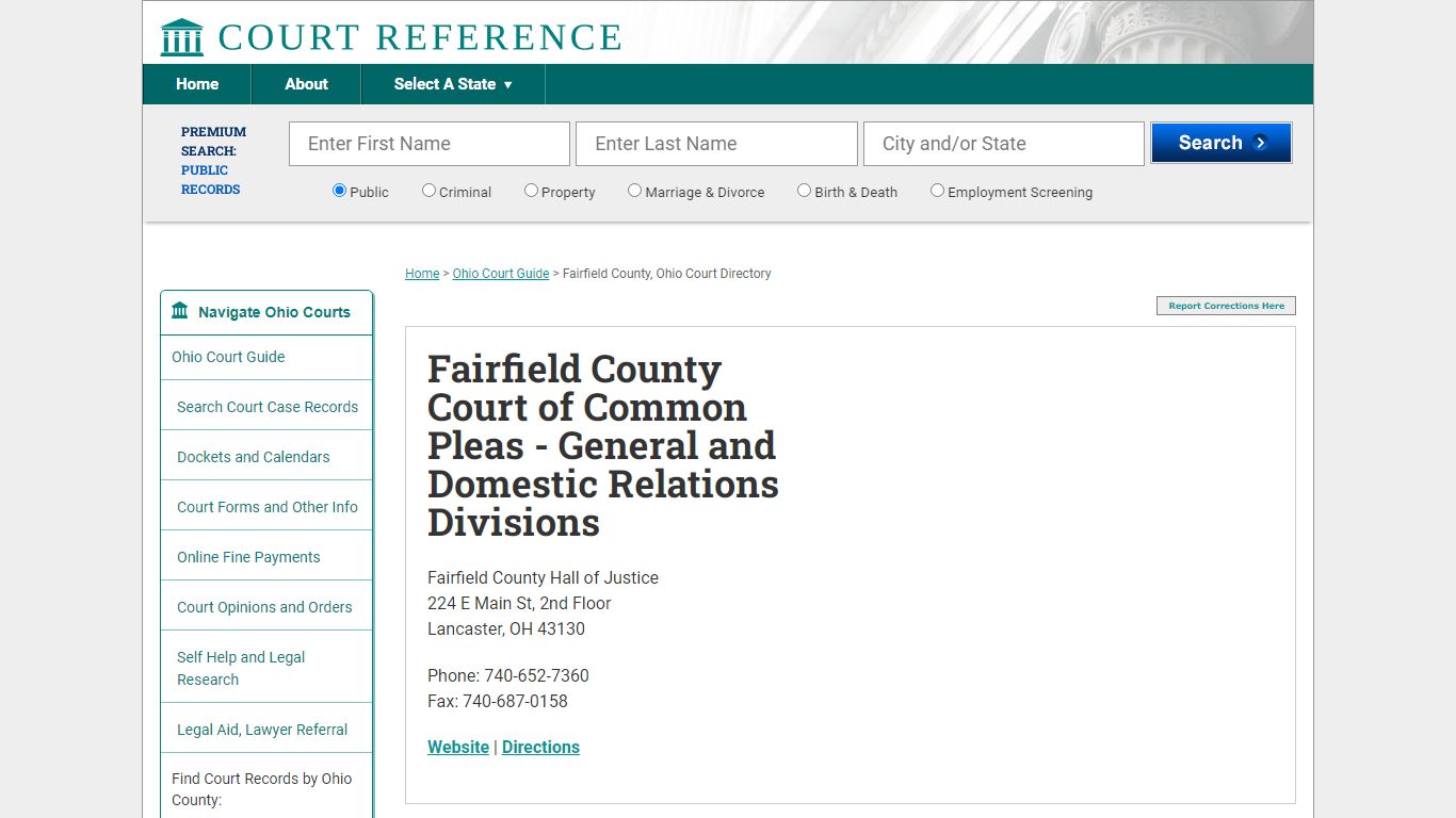 Fairfield County Court of Common Pleas - General and Domestic Relations ...